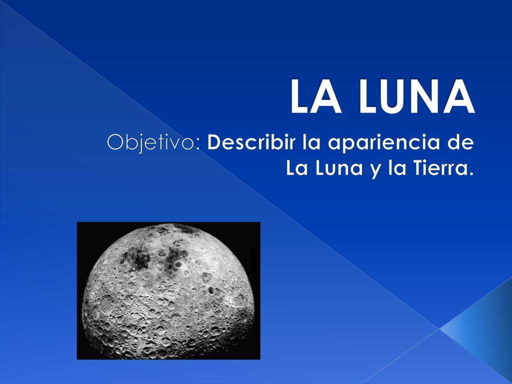Objetivo: Describir la apariencia de La Luna y la Tierra.