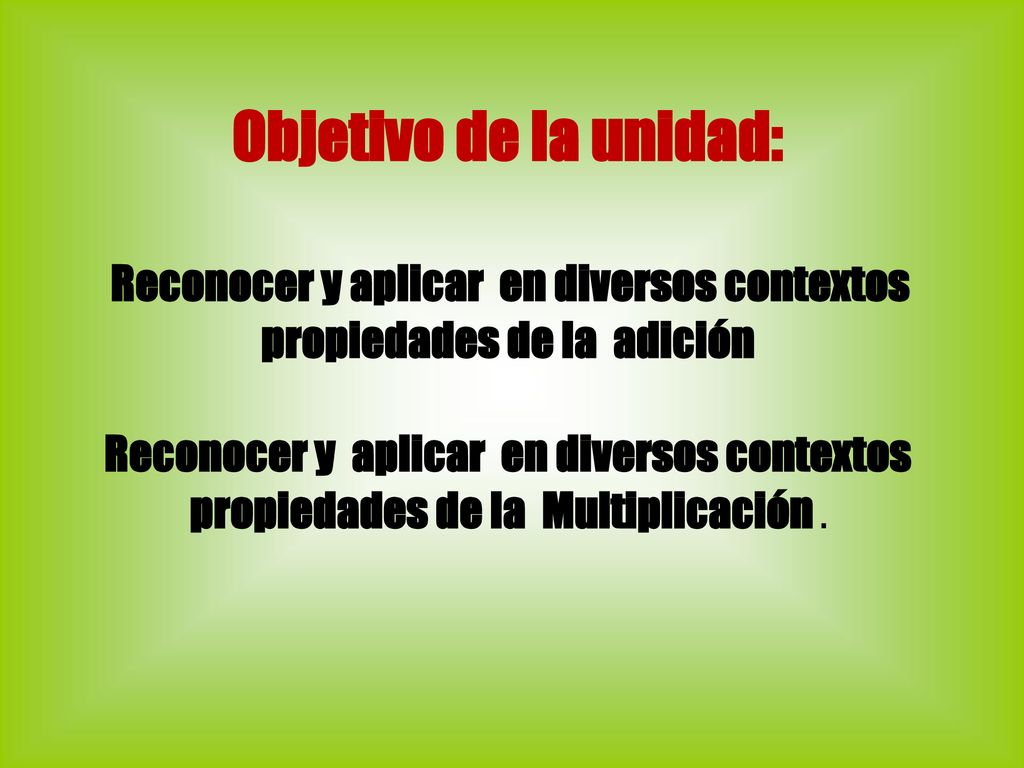 Reconocer y aplicar en diversos contextos propiedades de la adición