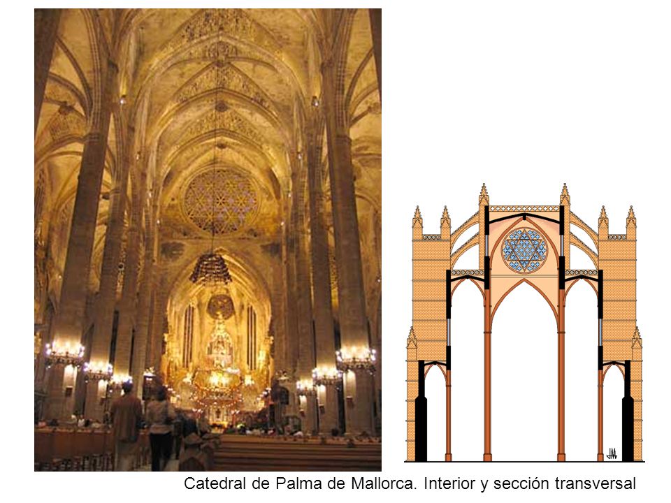 Catedral de Palma de Mallorca. Interior y sección transversal