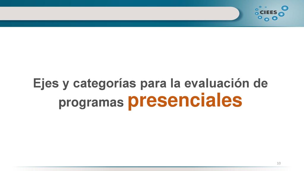 Ejes y categorías para la evaluación de programas presenciales