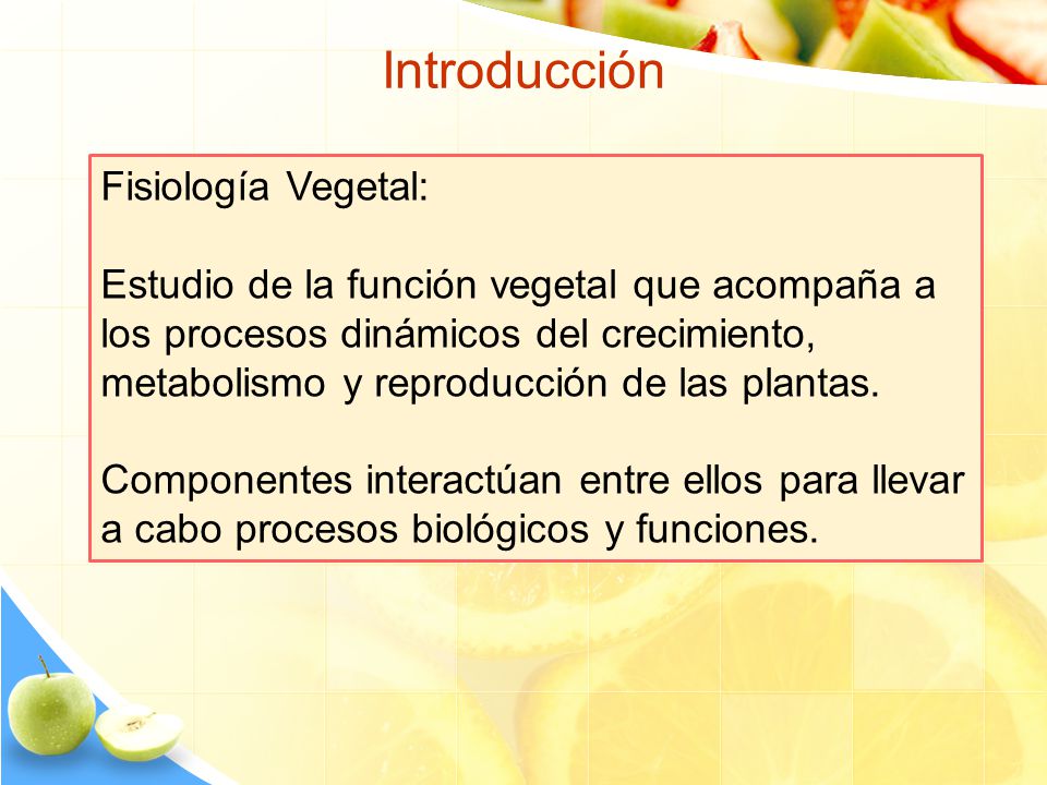 Introducción Fisiología Vegetal: