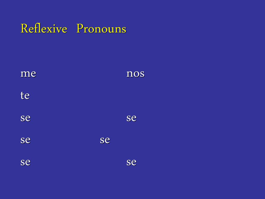 Reflexive Pronouns me nos te se se se se se se
