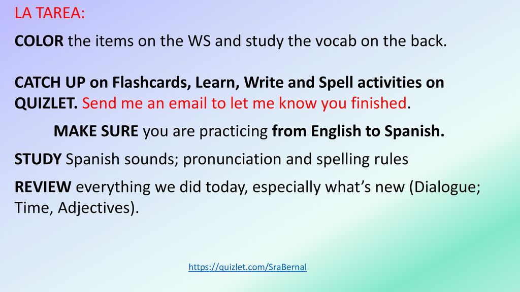 COLOR the items on the WS and study the vocab on the back.