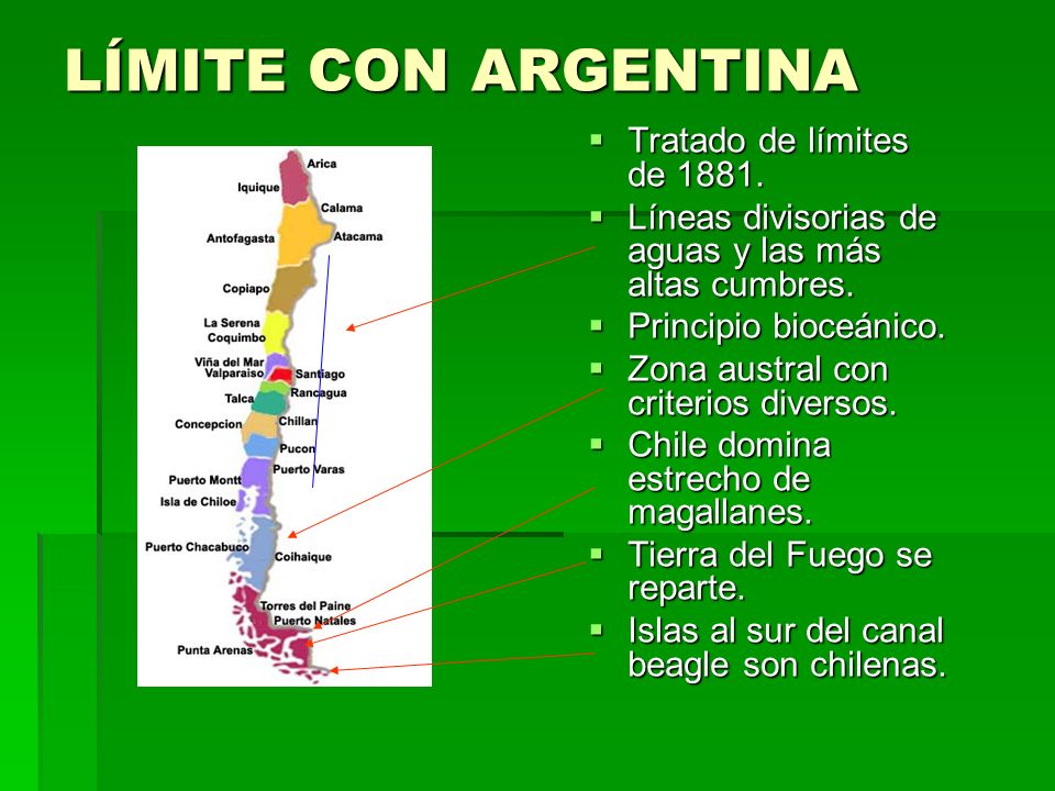LÍMITE CON ARGENTINA Tratado de límites de 1881.