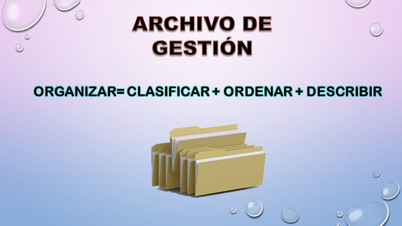 ORGANIZAR= CLASIFICAR + ORDENAR + DESCRIBIR