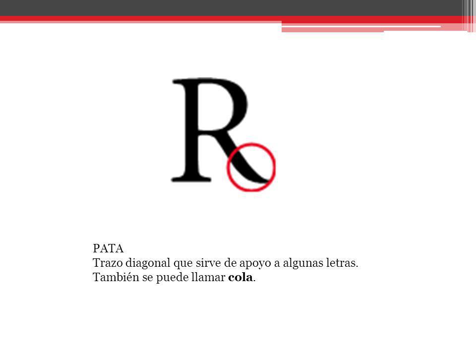 PATA Trazo diagonal que sirve de apoyo a algunas letras