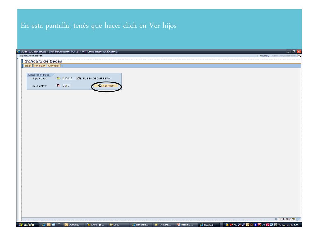 En esta pantalla, tenés que hacer click en Ver hijos