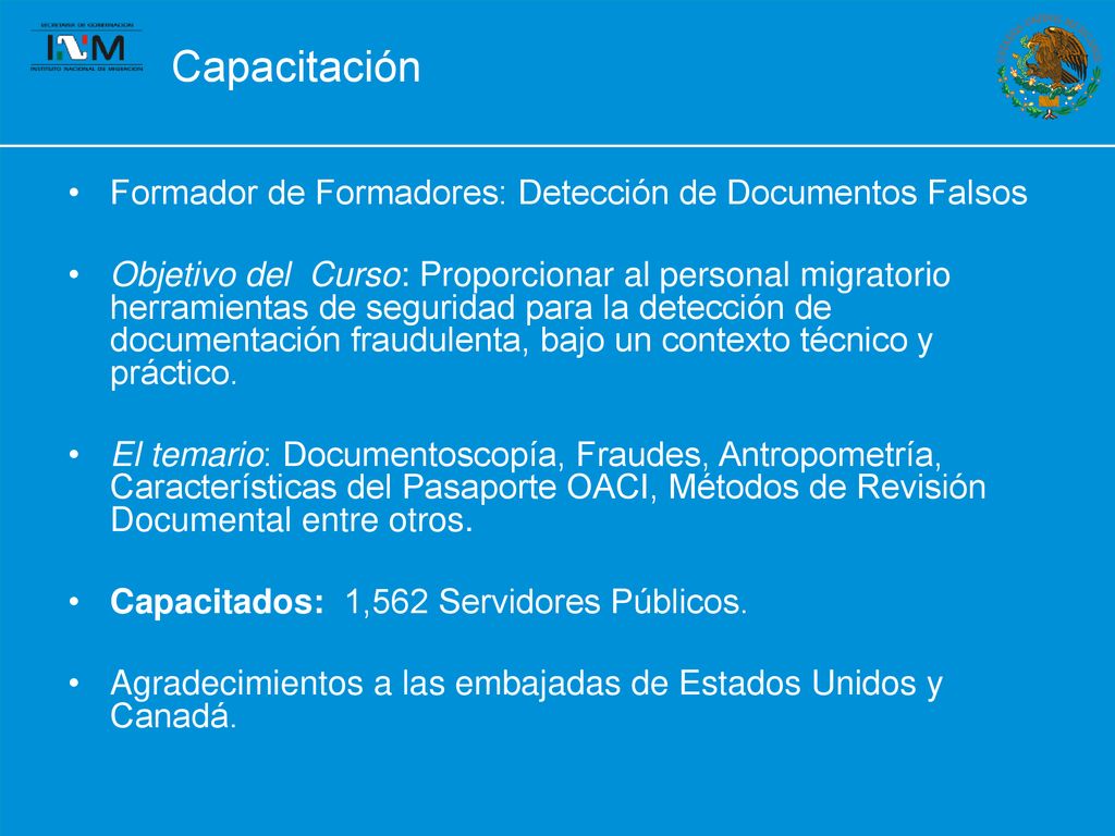 Capacitación Formador de Formadores: Detección de Documentos Falsos