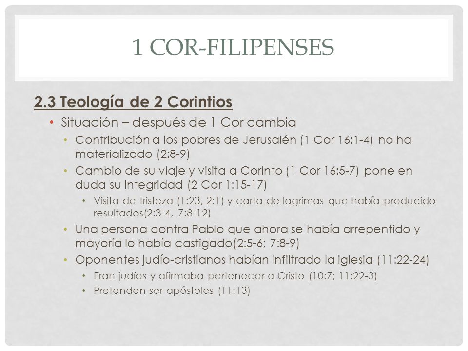 1 Cor-Filipenses 2.3 Teología de 2 Corintios