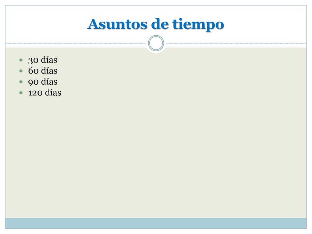 Asuntos de tiempo 30 días 60 días 90 días 120 días