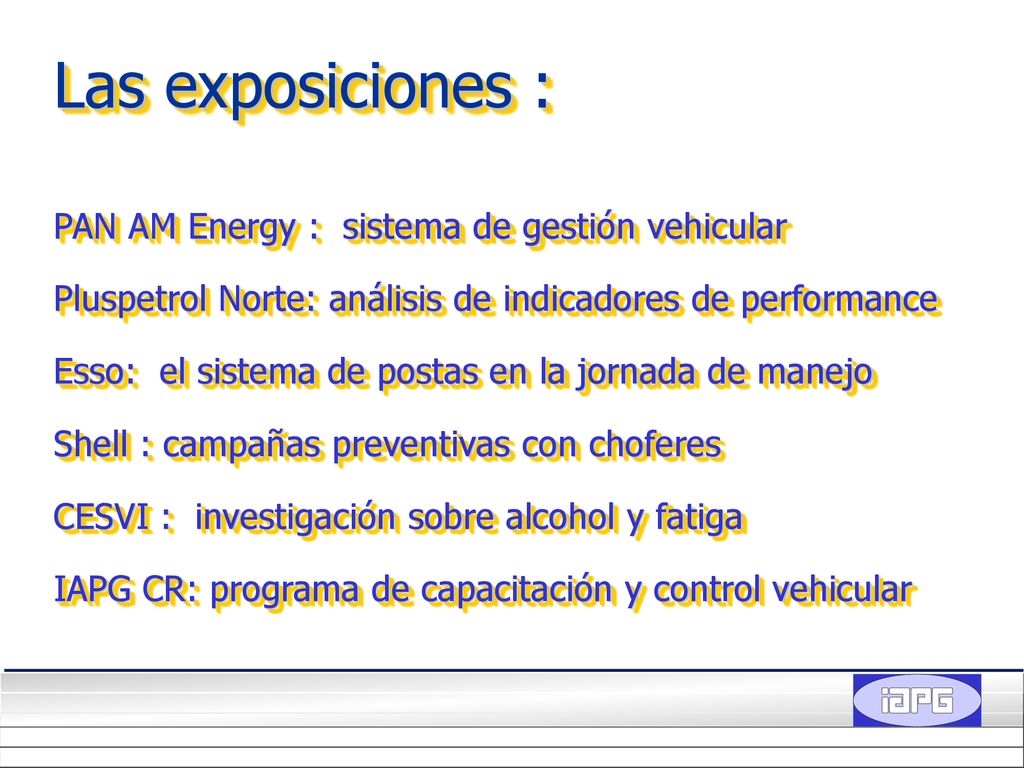 Las exposiciones : PAN AM Energy : sistema de gestión vehicular