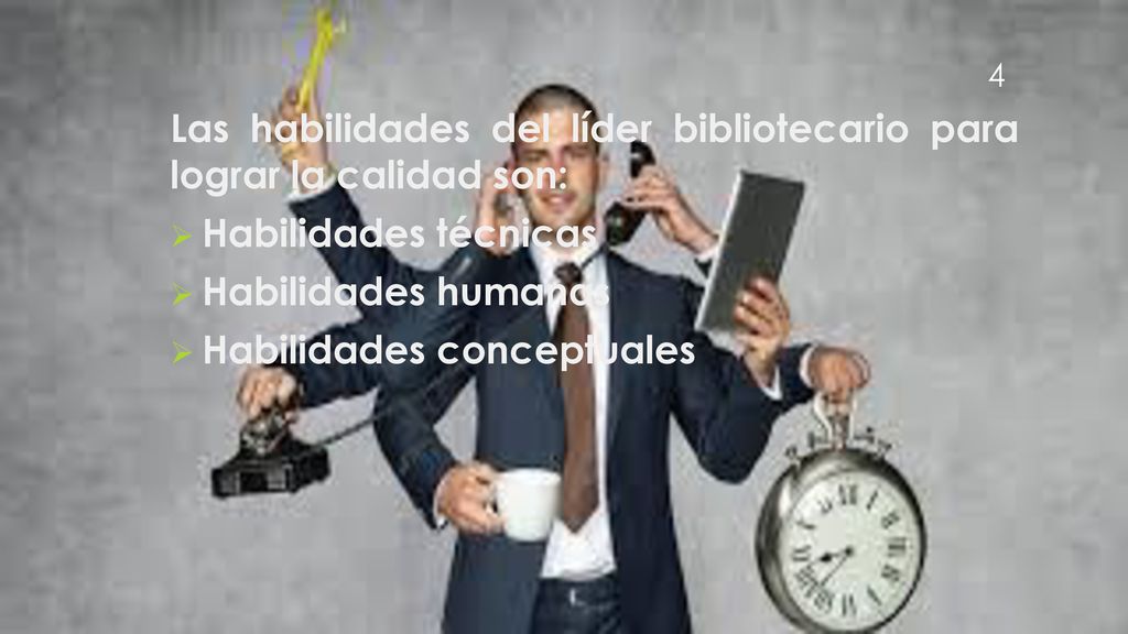 Las habilidades del líder bibliotecario para lograr la calidad son: