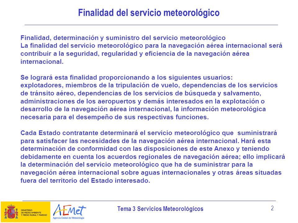Finalidad del servicio meteorológico