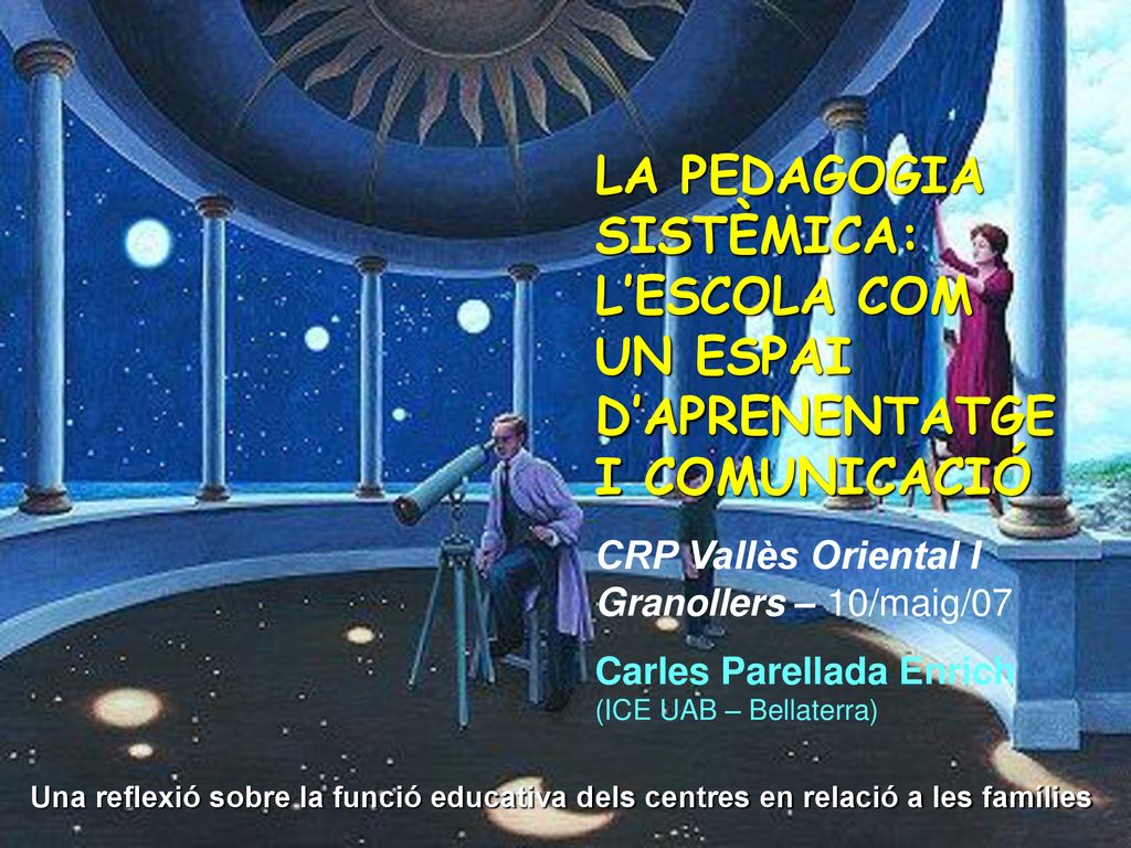LA PEDAGOGIA SISTÈMICA: L’ESCOLA COM UN ESPAI D’APRENENTATGE I COMUNICACIÓ