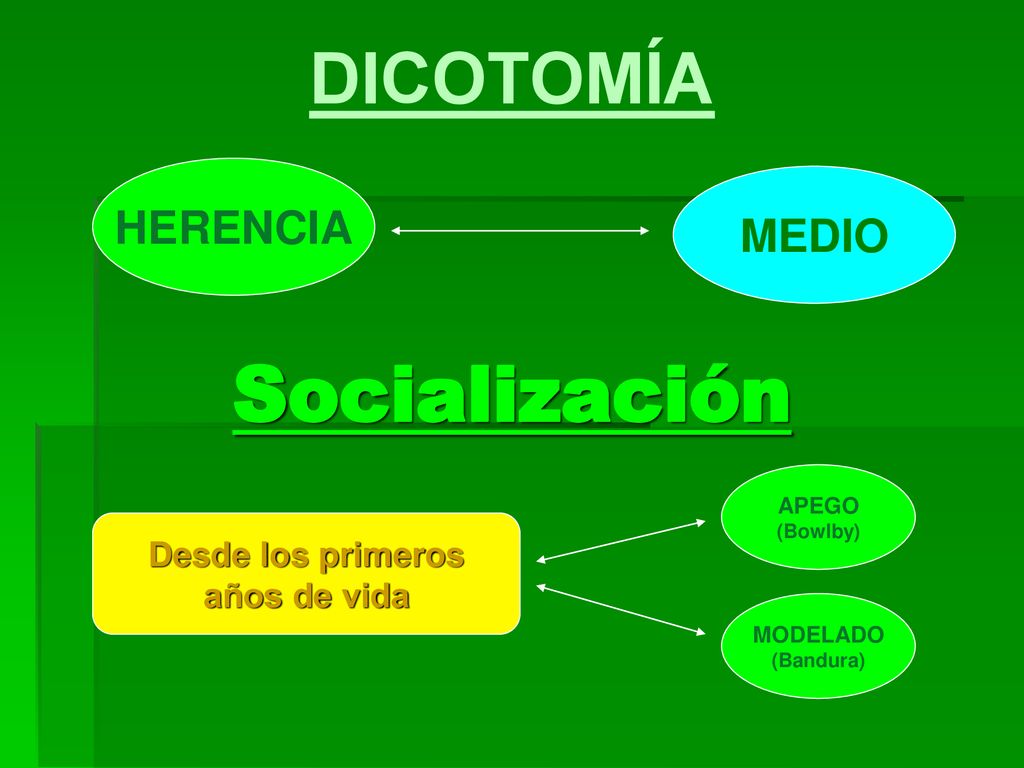 Socialización DICOTOMÍA HERENCIA MEDIO Desde los primeros años de vida