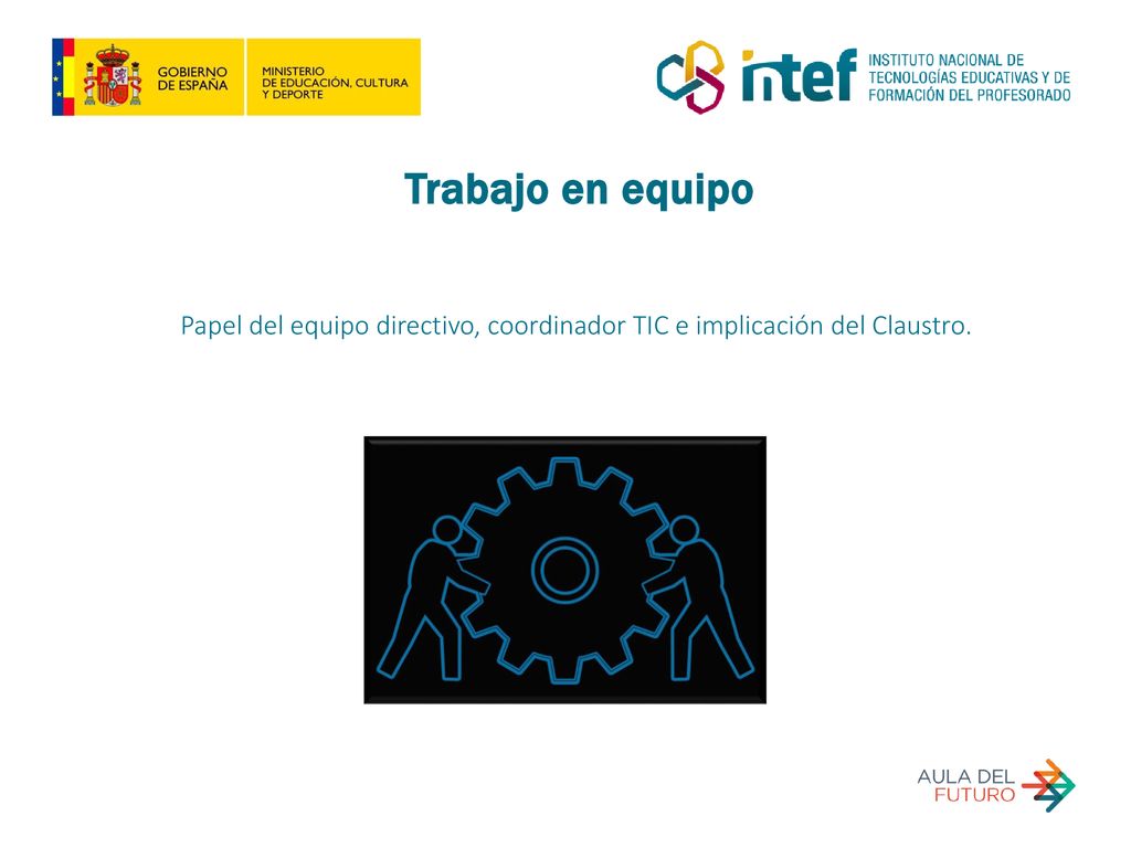 Trabajo en equipo Papel del equipo directivo, coordinador TIC e implicación del Claustro.