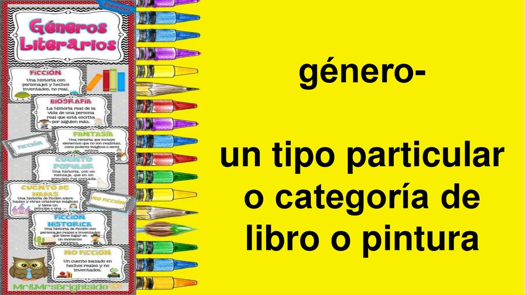 un tipo particular o categoría de libro o pintura