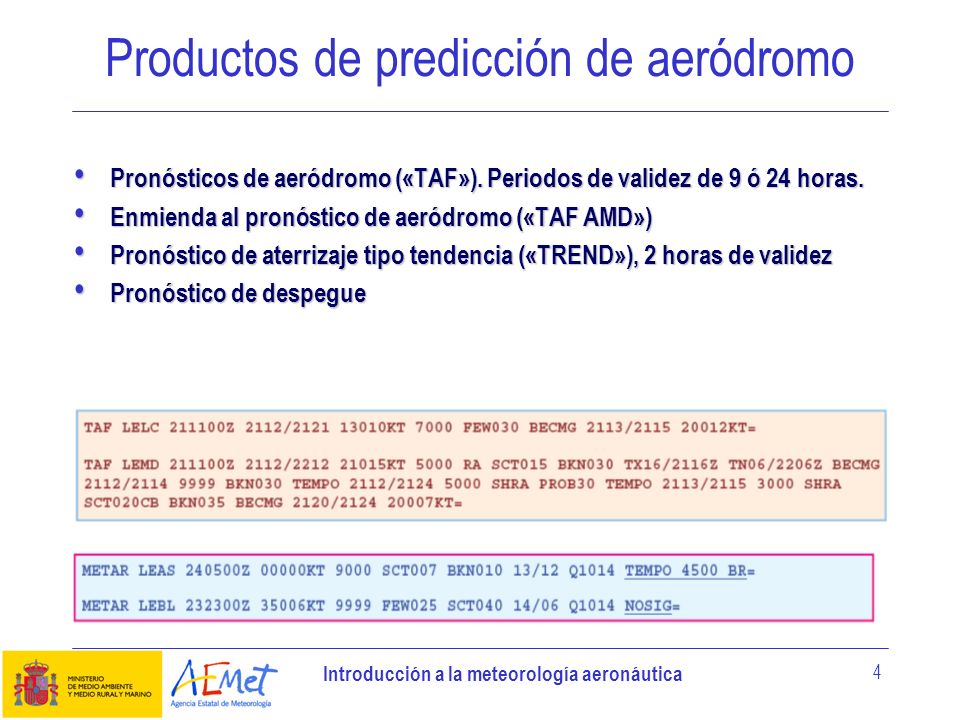 Productos de predicción de aeródromo