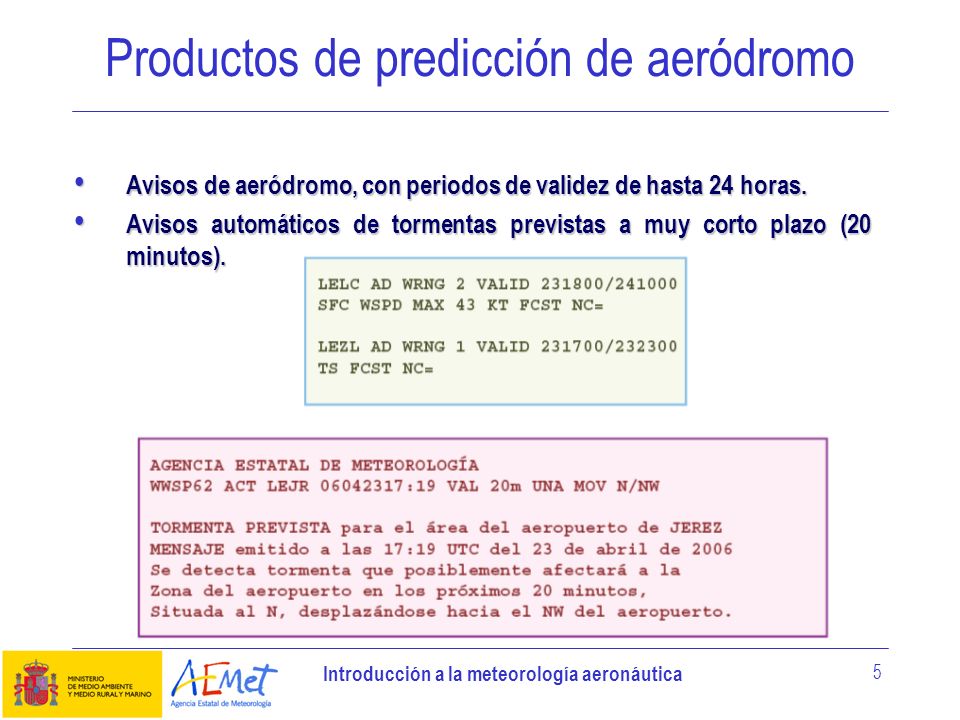 Productos de predicción de aeródromo