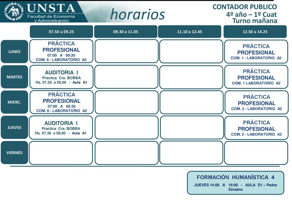FORMACIÓN HUMANÍSTICA 4 JUEVES 14:00 A 16:00 - AULA D1 – Padre Zarzano