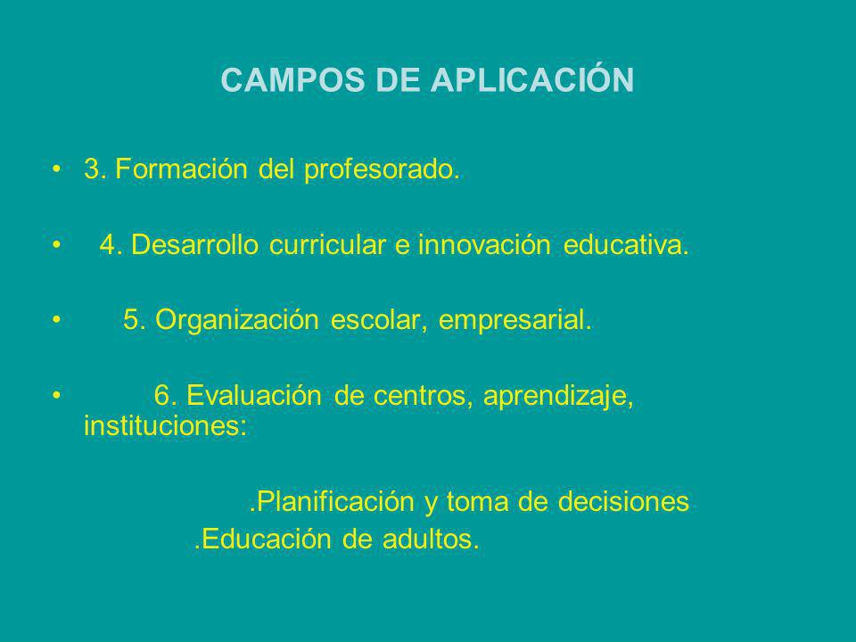 CAMPOS DE APLICACIÓN 3. Formación del profesorado.