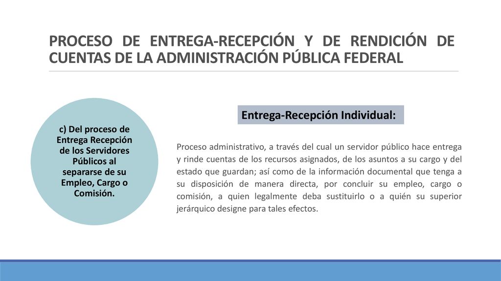 PROCESO DE ENTREGA-RECEPCIÓN Y DE RENDICIÓN DE CUENTAS DE LA ADMINISTRACIÓN PÚBLICA FEDERAL