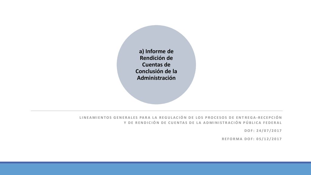 a) Informe de Rendición de Cuentas de Conclusión de la Administración