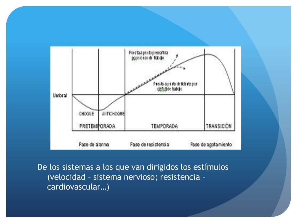 De los sistemas a los que van dirigidos los estímulos (velocidad – sistema nervioso; resistencia – cardiovascular…)