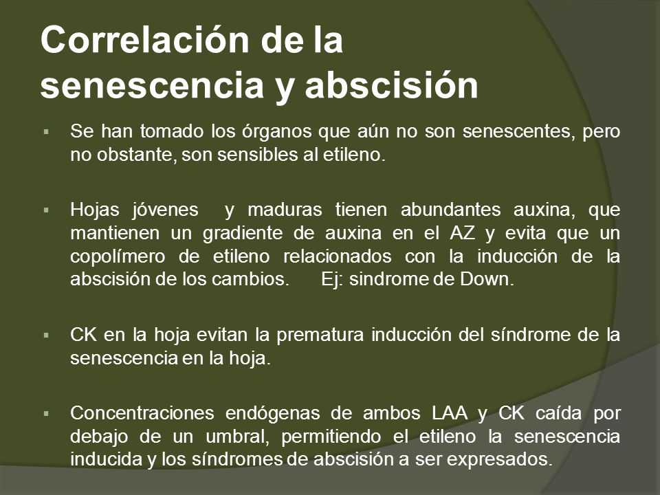 Correlación de la senescencia y abscisión