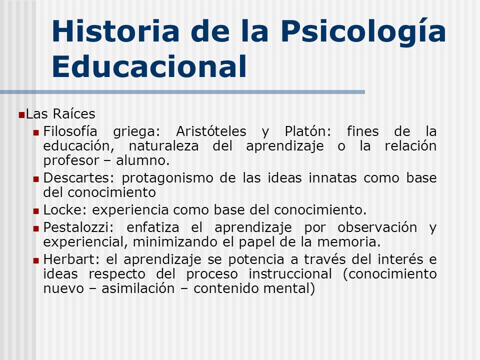 Historia de la Psicología Educacional