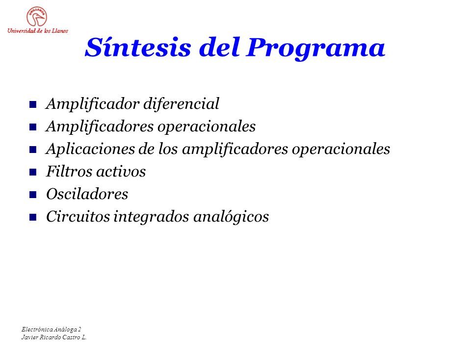 Síntesis del Programa Amplificador diferencial