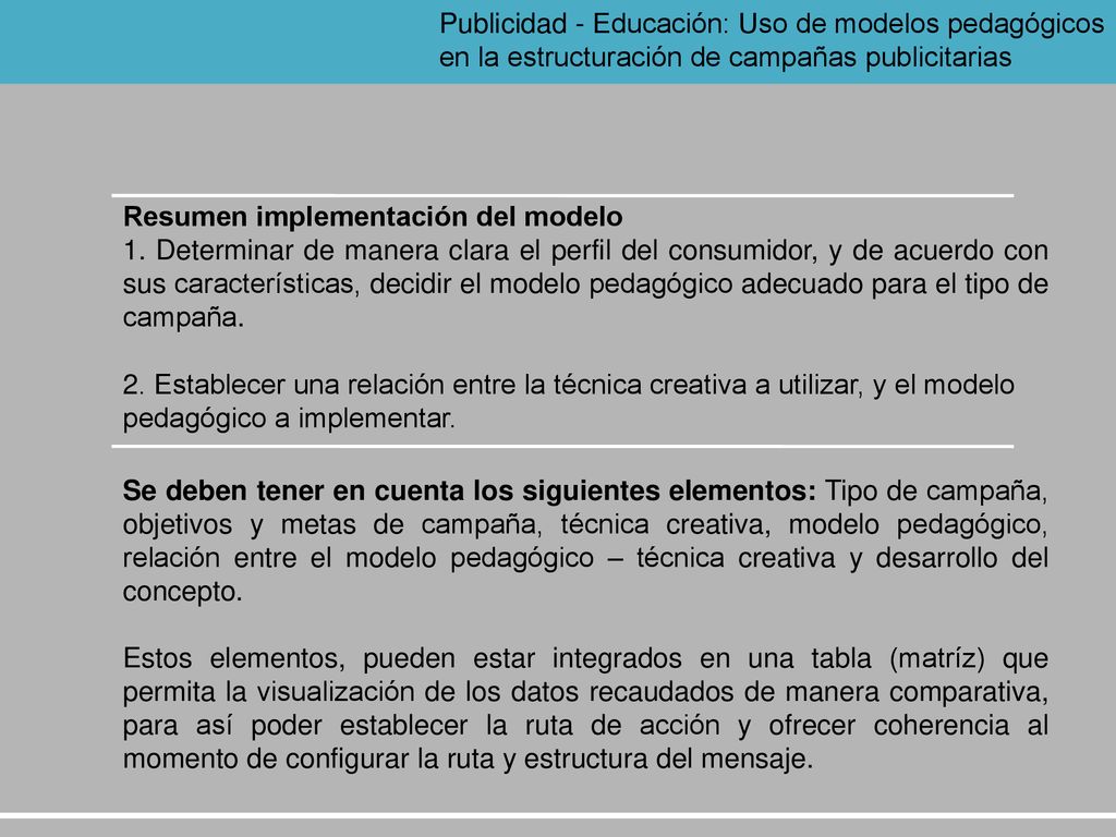 Publicidad - Educación: Uso de modelos pedagógicos en la estructuración de campañas publicitarias