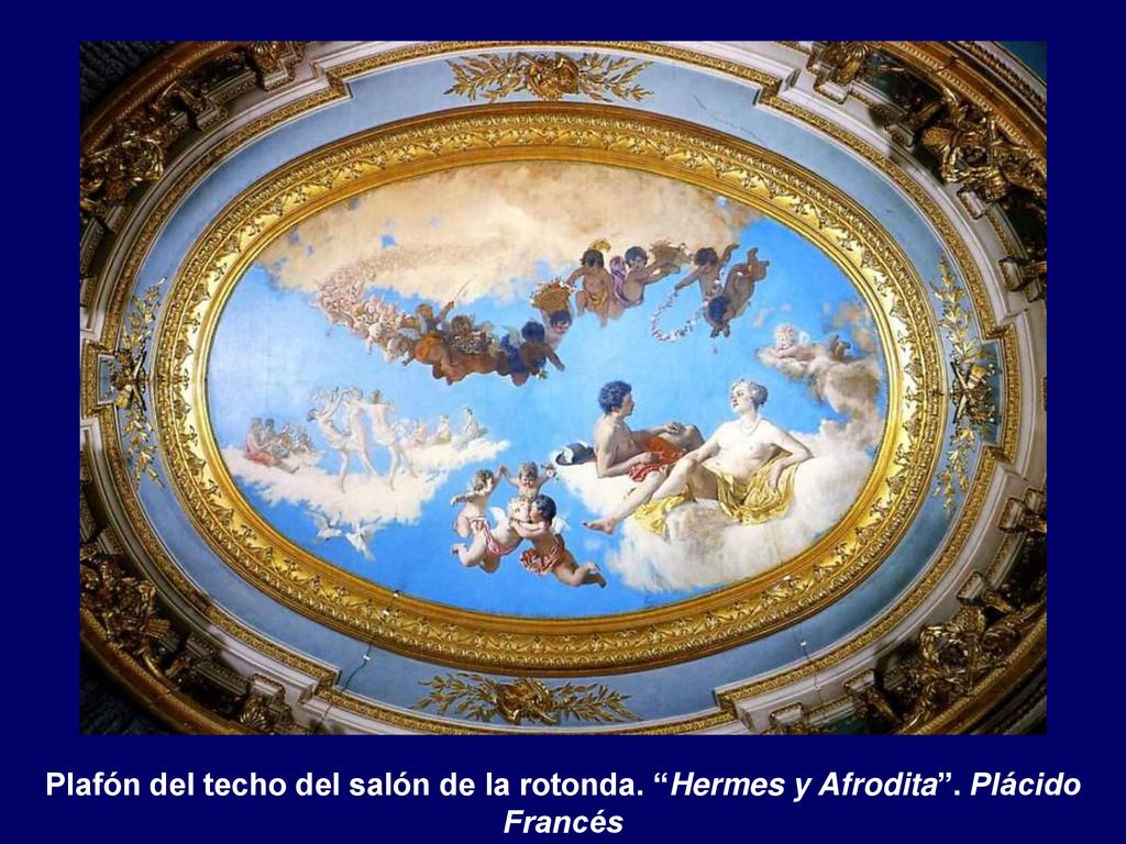 Plafón del techo del salón de la rotonda. Hermes y Afrodita