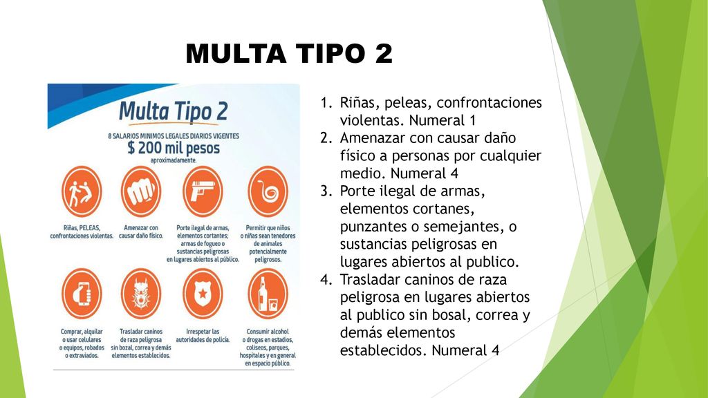 MULTA TIPO 2 Riñas, peleas, confrontaciones violentas. Numeral 1