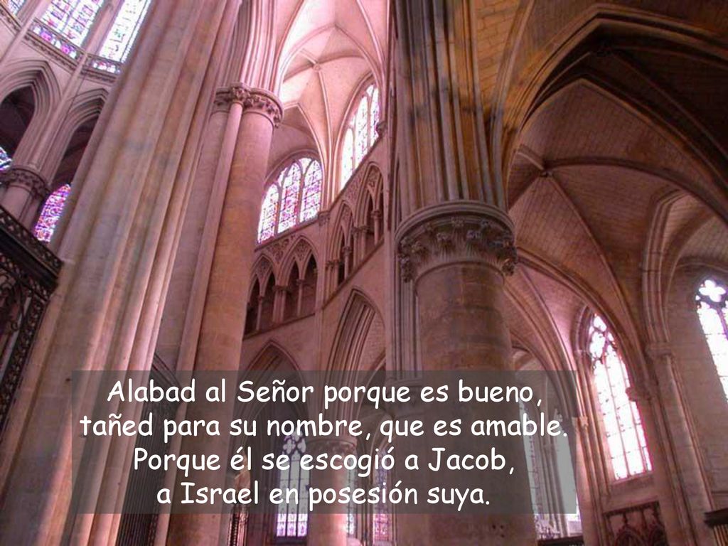 Alabad al Señor porque es bueno, tañed para su nombre, que es amable