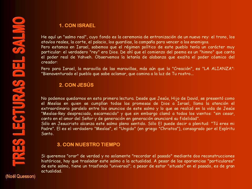 1. CON ISRAEL 2. CON JESÚS 3. CON NUESTRO TIEMPO