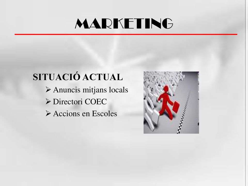 MARKETING SITUACIÓ ACTUAL Anuncis mitjans locals Directori COEC