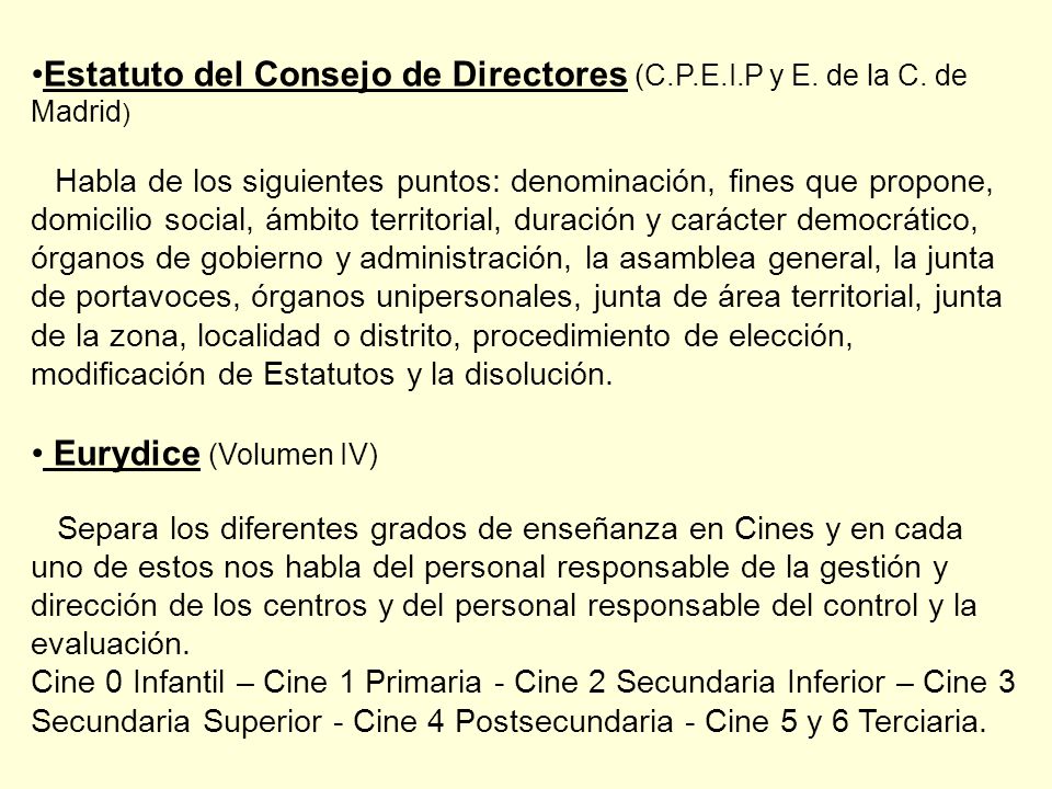 Estatuto del Consejo de Directores (C.P.E.I.P y E. de la C. de Madrid)