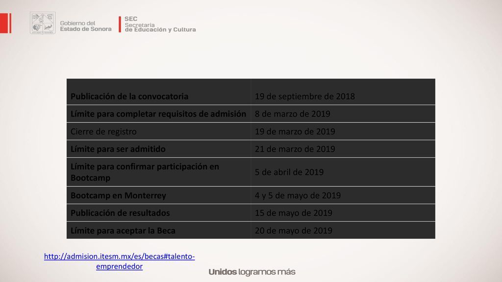 Publicación de la convocatoria 19 de septiembre de 2018