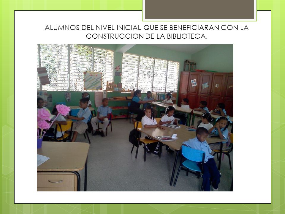 ALUMNOS DEL NIVEL INICIAL QUE SE BENEFICIARAN CON LA CONSTRUCCION DE LA BIBLIOTECA.