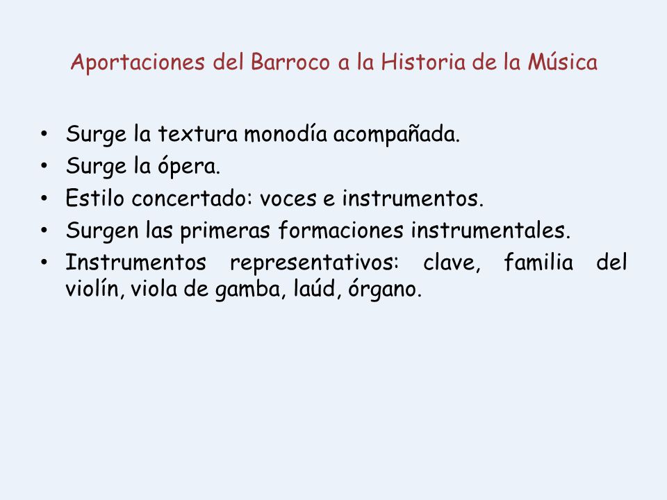 Aportaciones del Barroco a la Historia de la Música