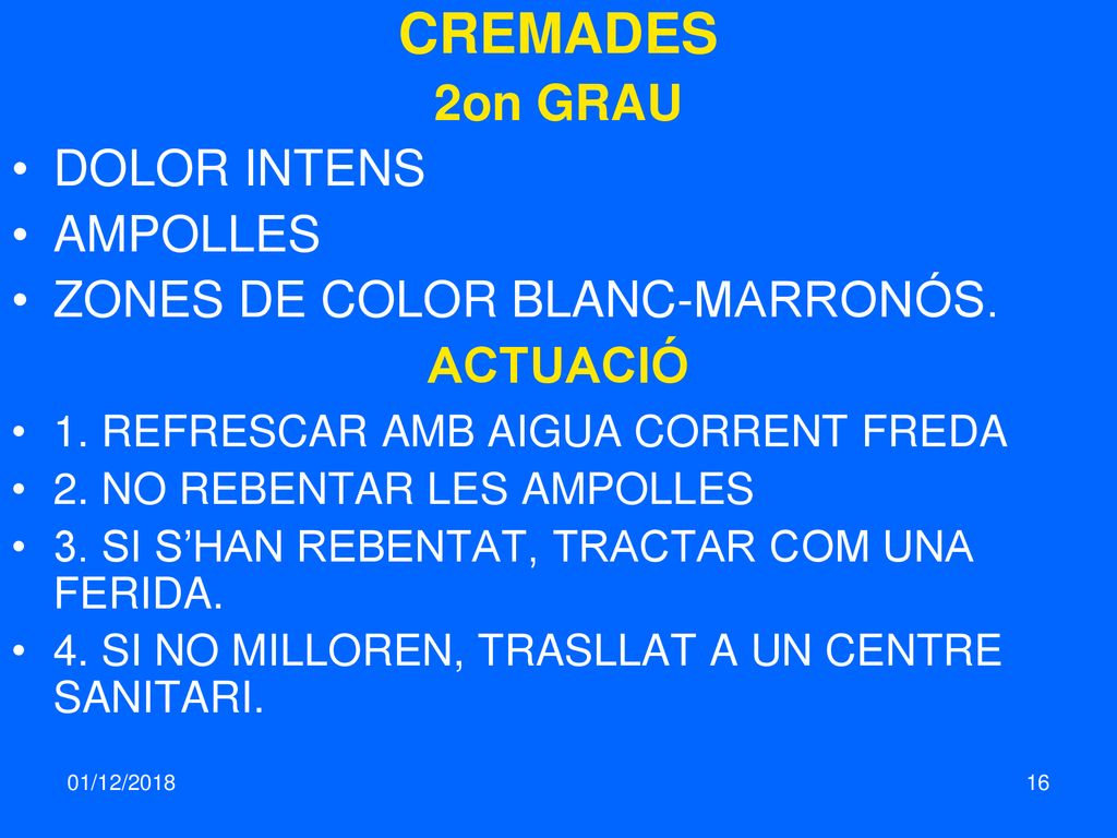 CREMADES 2on GRAU DOLOR INTENS AMPOLLES ZONES DE COLOR BLANC-MARRONÓS.