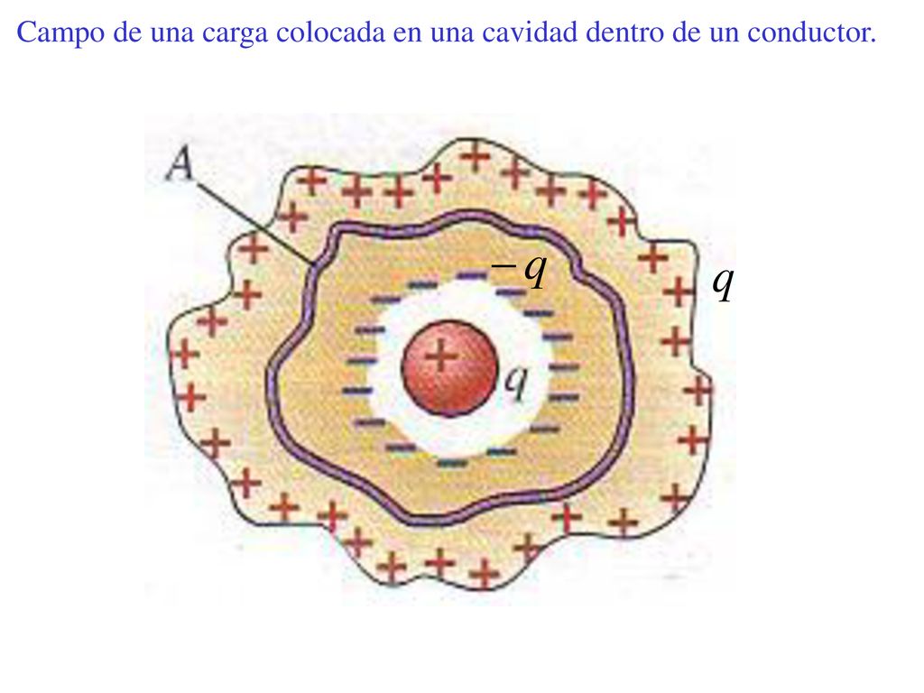 Campo de una carga colocada en una cavidad dentro de un conductor.