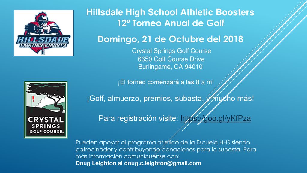Hillsdale High School Athletic Boosters 12º Torneo Anual de Golf