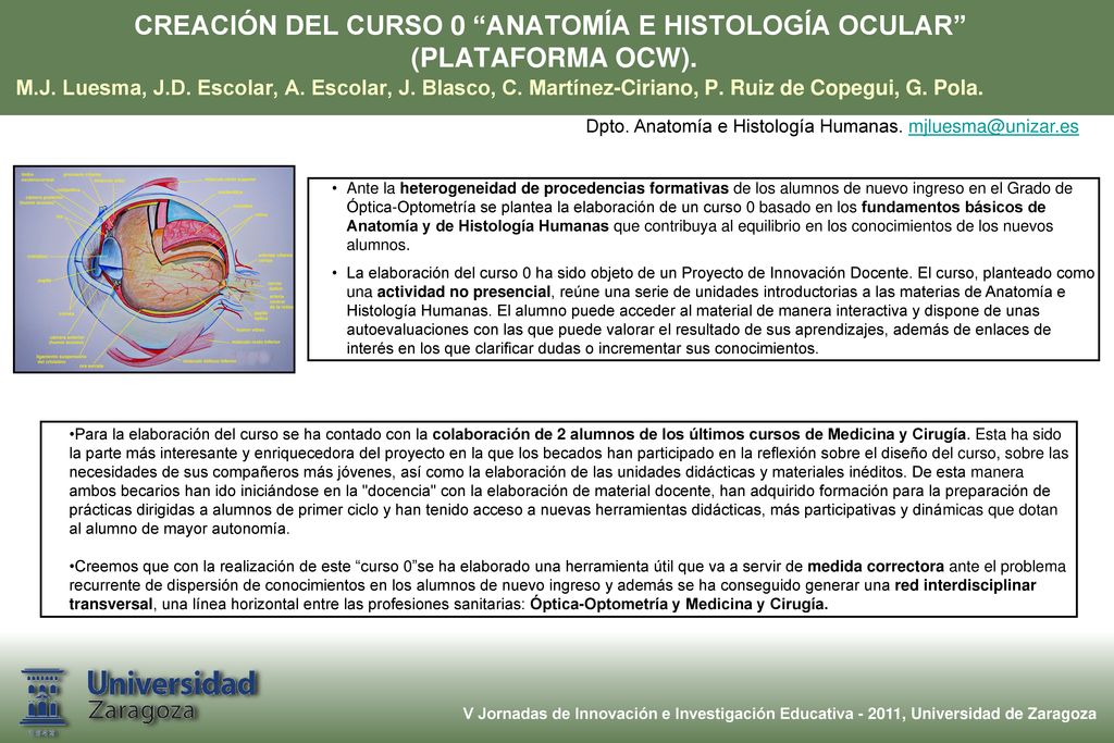 CREACIÓN DEL CURSO 0 ANATOMÍA E HISTOLOGÍA OCULAR (PLATAFORMA OCW).