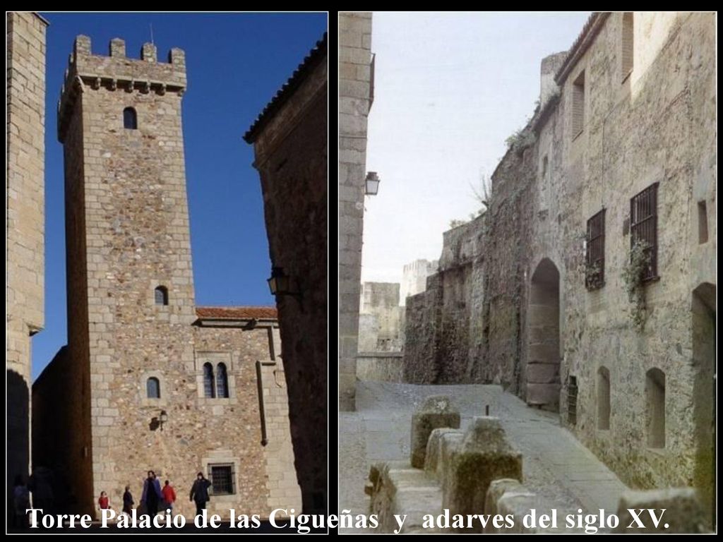Torre Palacio de las Cigueñas y adarves del siglo XV.