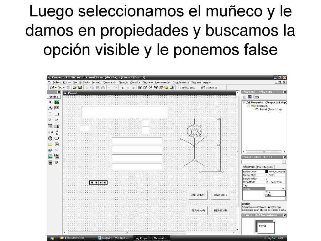 Luego seleccionamos el muñeco y le damos en propiedades y buscamos la opción visible y le ponemos false