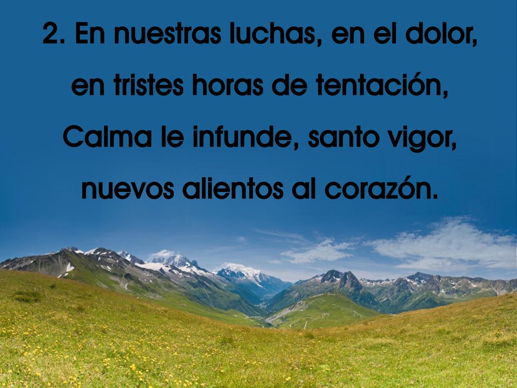 2. En nuestras luchas, en el dolor, en tristes horas de tentación,