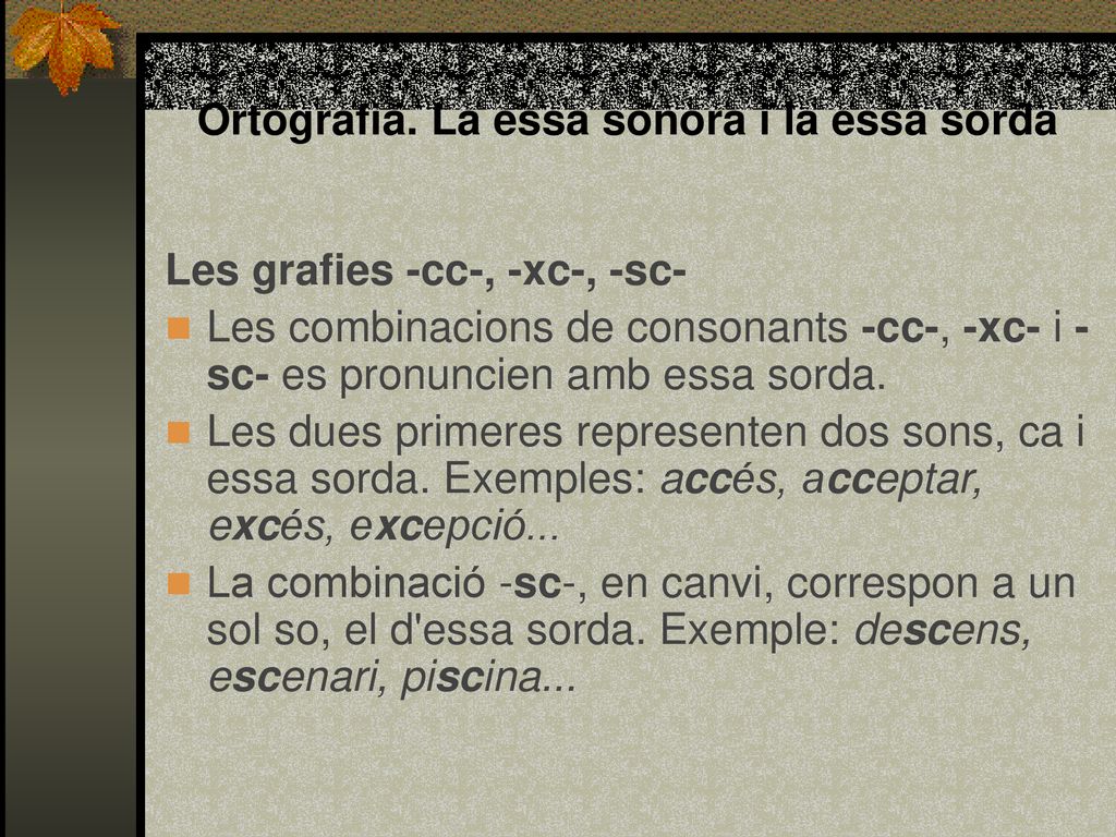 Ortografia. La essa sonora i la essa sorda