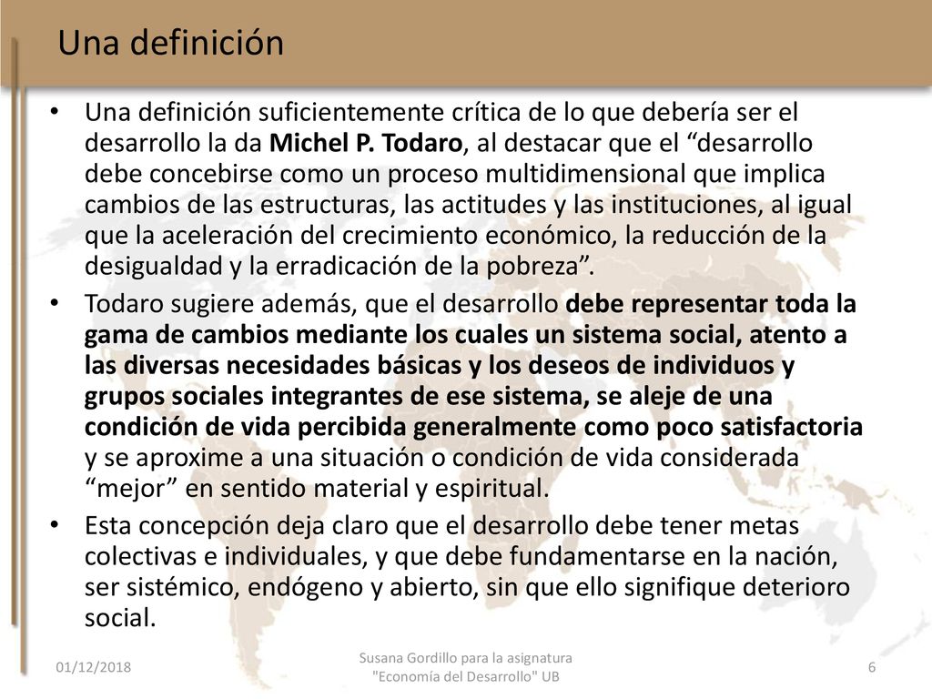 Susana Gordillo para la asignatura Economía del Desarrollo UB